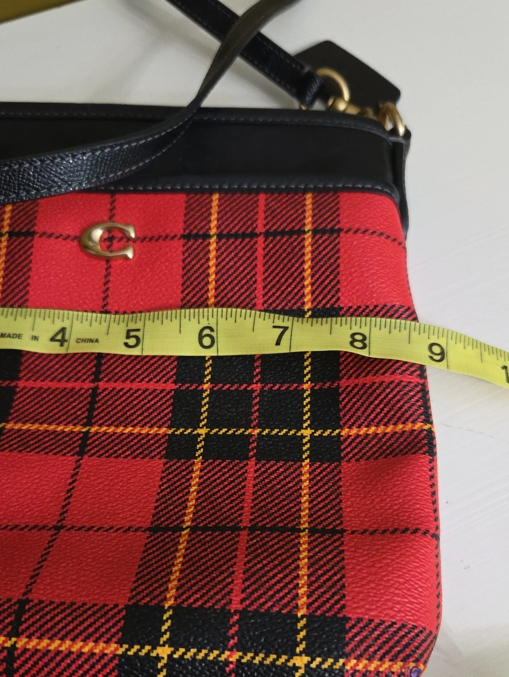 Coach Red Plaid Leather Small Shoulder Bag - Picture 14 of 15